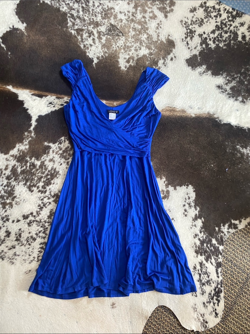 VENUS Electric Blue V-Neck Midi Dress